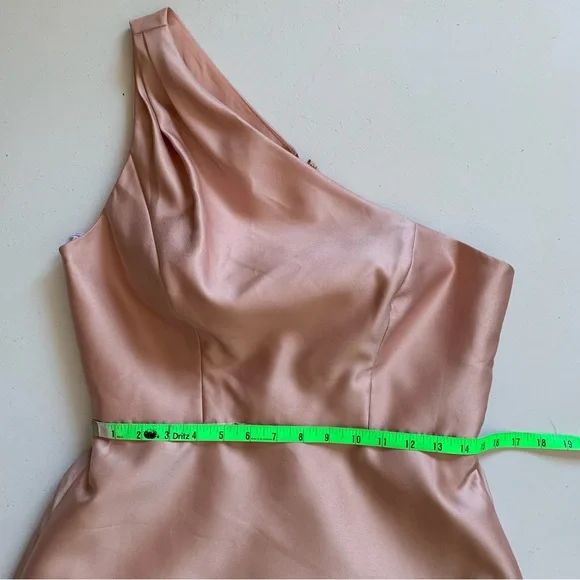 Alfred Sung Toasted Sugar One Shoulder Satin Maxi Dress Size 8 NWT FLAWS - Picture 15 of 17